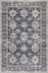 Isolated view of Blue Rectangle Francesca Timeworn Charm Spill Proof Washable Rug, showcasing its design