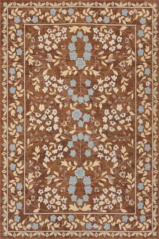 Isolated view of Brown Runner Sanaya Transitional Floral Indoor/Outdoor Rug, showcasing its design