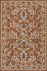Isolated view of Brown Runner Sanaya Transitional Floral Indoor/Outdoor Rug, showcasing its design