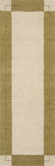 Isolated view of Green Runner Caligo Mid Century Modern Bordered Rug, showcasing its design