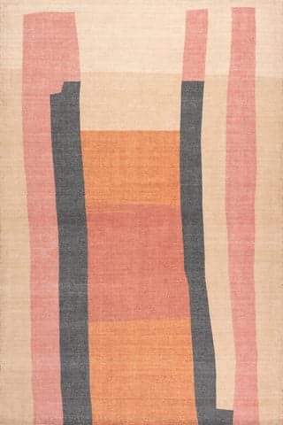 Isolated view of Pink Rectangle Midtown Abstract Wool Rug, showcasing its design