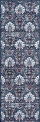 Isolated view of Dark Blue Runner Sati Floral and Paisley Washable Rug, showcasing its design
