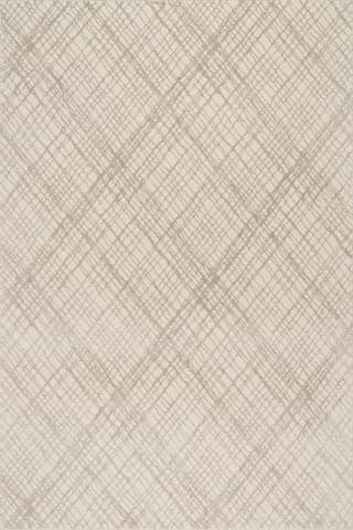 Isolated view of Cream/Grey Rectangle Virelle Plaid Plush Textured Washable Rug, showcasing its design