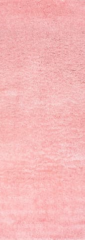 Isolated view of Baby Pink Runner Solid Fluffy Rug, showcasing its design