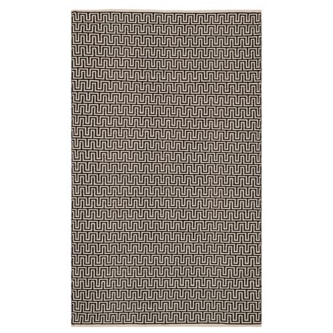 Zipper Handwoven Cotton Rug | Black/Ivory