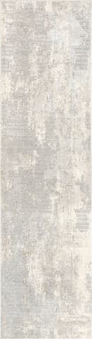 Isolated view of Light Grey Runner Iris Textured Abstract Rug, showcasing its design