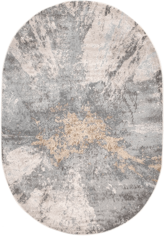 Isolated view of Silver Oval Splatter Abstract Rug, showcasing its design