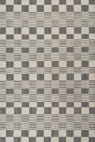 Isolated view of Ivory Rectangle Tesia Hand Woven Wool Rug, showcasing its design