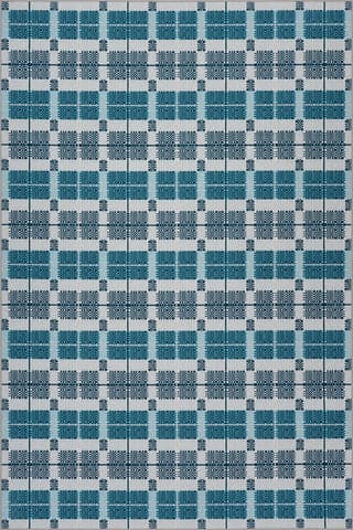 Isolated view of Blue Rectangle Woven Check Washable Rug, showcasing its design