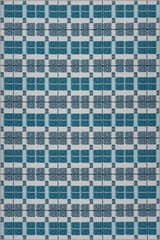Isolated view of Blue Rectangle Woven Check Washable Rug, showcasing its design
