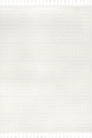 Isolated view of Cream Rectangle Olean Geometric Rug, showcasing its design