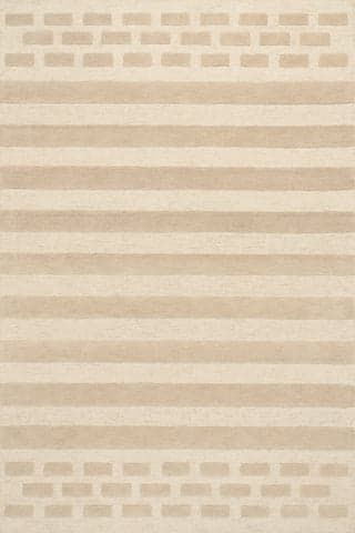 Isolated view of Ivory Rectangle Hazel Bohemian Striped Wool Rug, showcasing its design