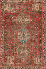 Isolated view of Red Rectangle Madel Medallion Washable Rug, showcasing its design