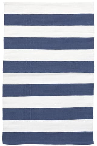 Catamaran Stripe Handwoven Indoor/Outdoor Rug | Denim/White