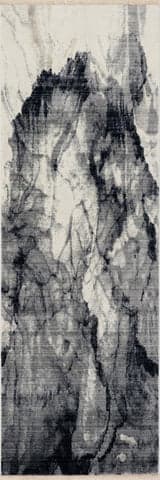 Isolated view of Charcoal Runner Aurelya Plush Abstract Contemporary Rug, showcasing its design
