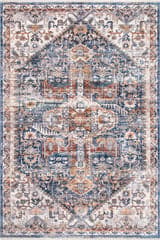 Isolated view of Blue Rectangle Idina Bordered Medallion Rug, showcasing its design