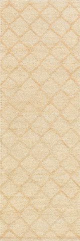 Isolated view of Ivory Runner Tiles Handwoven Jute Rug, showcasing its design