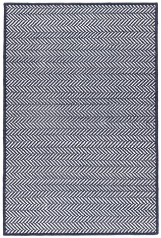 Herringbone Handwoven Indoor/Outdoor Custom Rug | Indigo/White