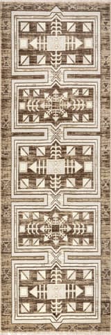 Isolated view of Brown Runner Agave Geometric Fringed Rug, showcasing its design