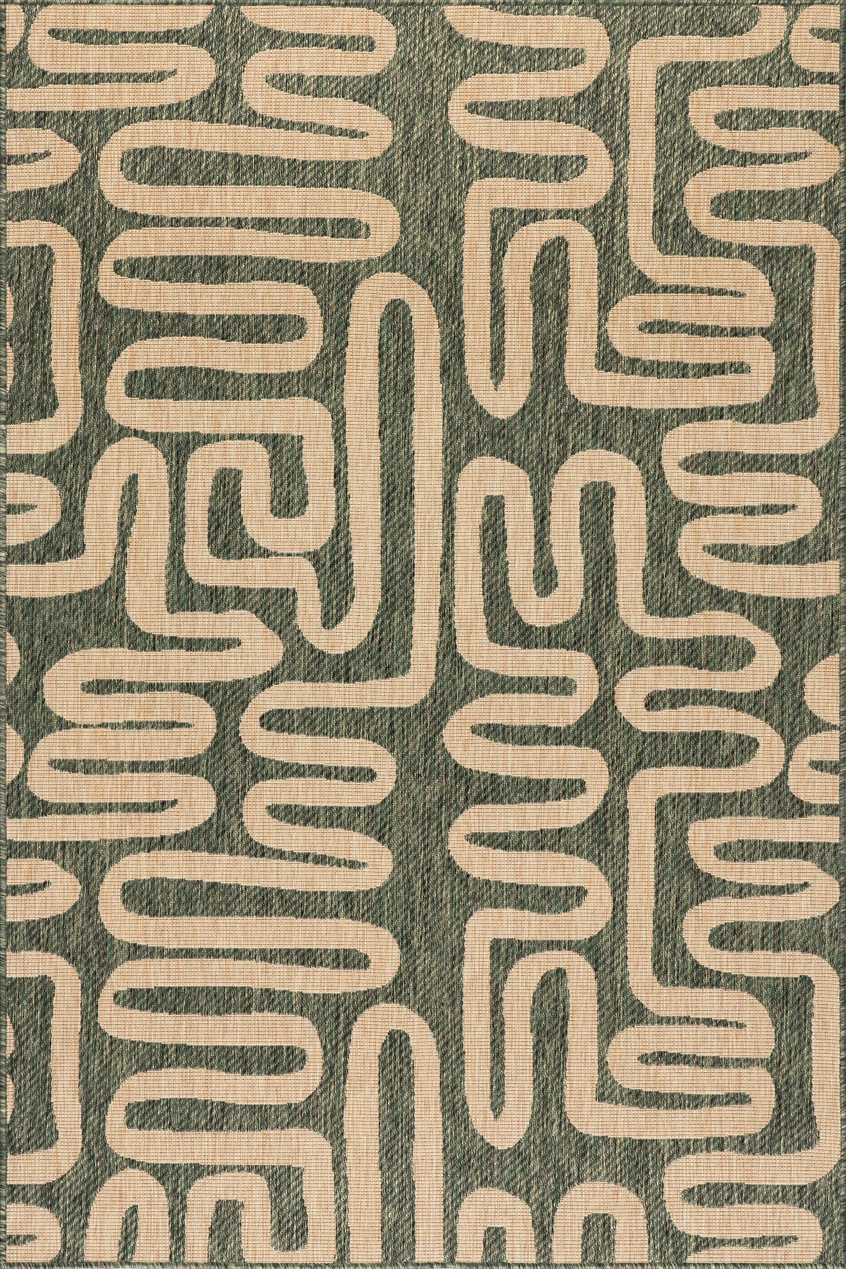 Elowyn Abstract Maze Indoor/Outdoor Rug | Green (8x10)