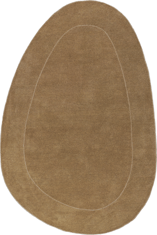 Isolated view of Brown Shaped Venace Abstract Wool Rug, showcasing its design