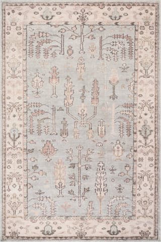 Isolated view of Light Blue Rectangle Athens Hand Knotted Wool Rug, showcasing its design