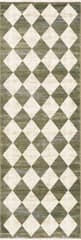 Isolated view of Green Runner Vanni Checkered Fringed Rug, showcasing its design