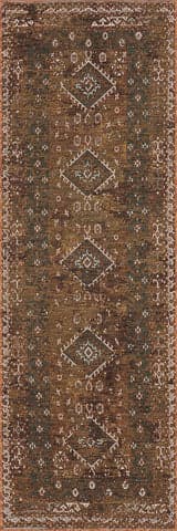 Isolated view of Brown Runner Solia Traditional Medallion Indoor/Outdoor Rug, showcasing its design