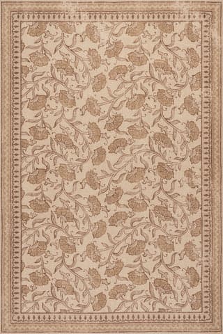Isolated view of Sand Rectangle Dravee Transitional Floral and Paisley Rug, showcasing its design