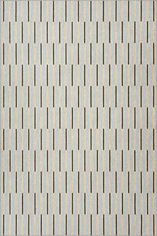 Isolated view of Light Blue Rectangle Signal Stripe Mid-Century Washable Rug, showcasing its design