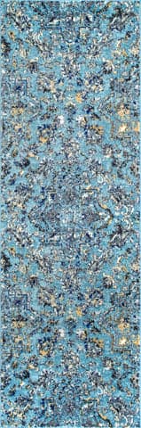 Isolated view of Aqua Runner Pointelle Paisley Rug, showcasing its design