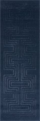 Isolated view of Blue Runner Krya Geometric Plush Textured Washable Rug, showcasing its design