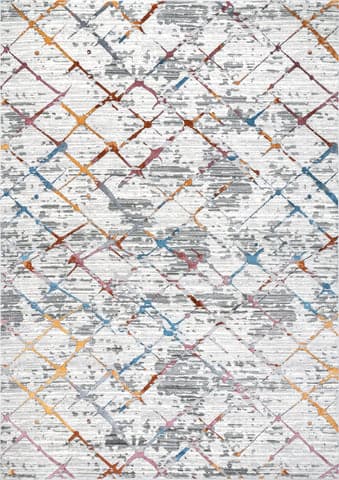 Isolated view of Light Grey Rectangle Striated Abstract Rug, showcasing its design
