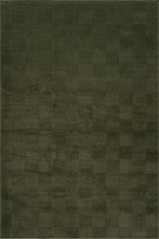 Isolated view of Green Runner Minra Ribbed Checkered Plush Textured Washable Rug, showcasing its design