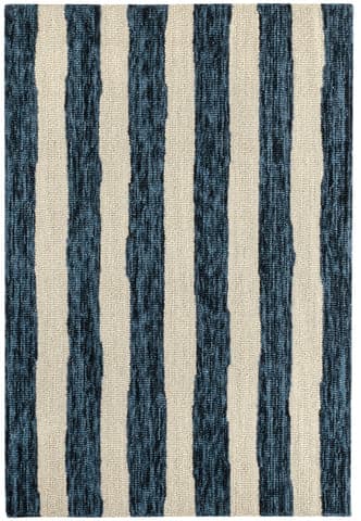 Silas Stripe Hand Micro Hooked Wool Rug | Navy