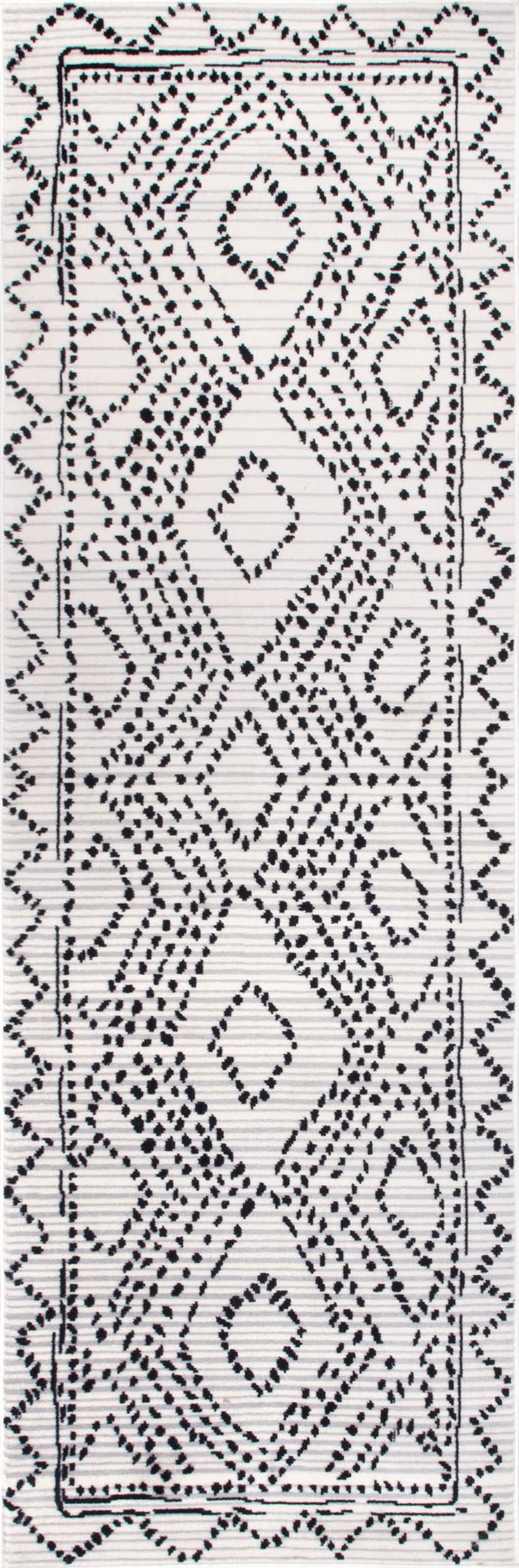 Rugs USA - Dotted Diamond Trellis Rug (Black) w/ Rug Pad