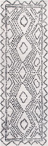 Isolated view of Black Runner Dotted Diamond Trellis Rug, showcasing its design