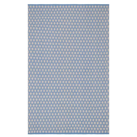 Dainty Diamond Handwoven Cotton Rug | Denim/Ivory