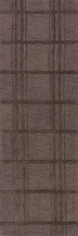 Isolated view of Dark Brown Runner Mallory Checked Wool Rug, showcasing its design