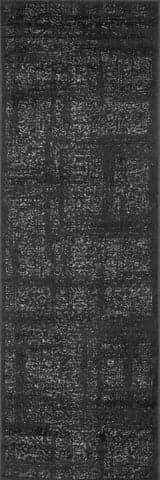 Isolated view of Black Runner Ring Around The Rosette Rug, showcasing its design