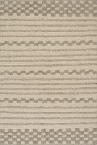 Isolated view of Grey Rectangle Nubi Bohemian Striped Hand Woven Rug, showcasing its design