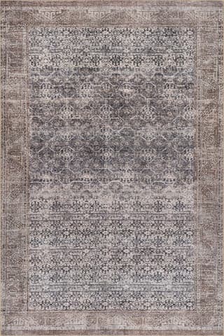 Isolated view of Brown Rectangle Delph Vintage & Distressed Washable Rug, showcasing its design