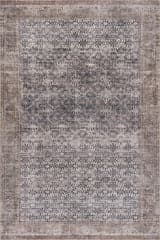 Isolated view of Brown Rectangle Delph Vintage & Distressed Washable Rug, showcasing its design