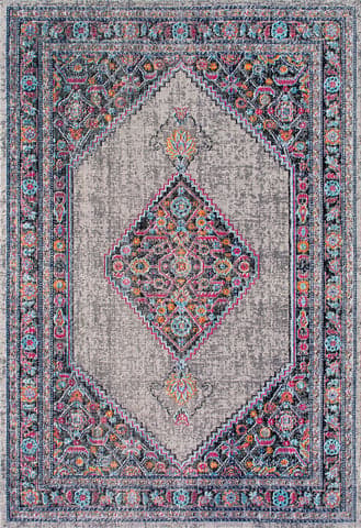 Isolated view of Grey Rectangle Eternal Palmette Knot Medallion Rug, showcasing its design