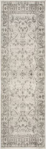 Isolated view of Beige Runner Florid Mystique Fringe Rug, showcasing its design