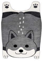 Isolated view of Grey Rectangle Flor Kids Puppy Rug, showcasing its design