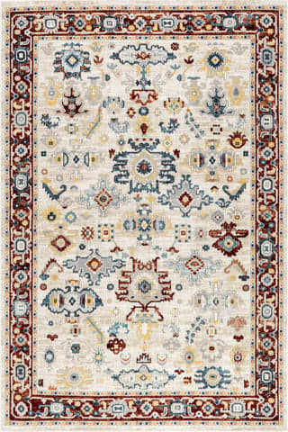 Isolated view of Multicolor Rectangle Anabelle Floral Medallion Washable Rug, showcasing its design