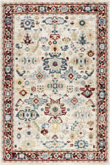 Isolated view of Multicolor Rectangle Anabelle Floral Medallion Washable Rug, showcasing its design