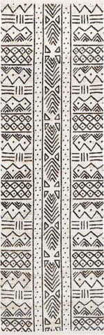 Isolated view of Beige Runner Aubrey Paneled Fringed Rug, showcasing its design