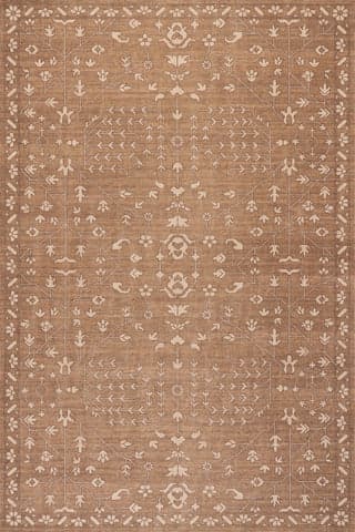 Isolated view of Light Brown Rectangle Gretel Wool and Cotton Rug, showcasing its design